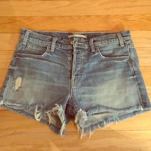 Vince button up distressed Jean shorts