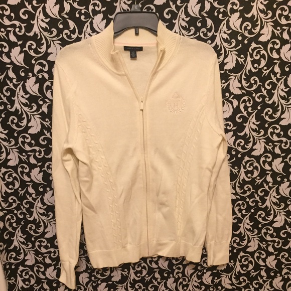 Cream Tommy Hilfiger zip sweater