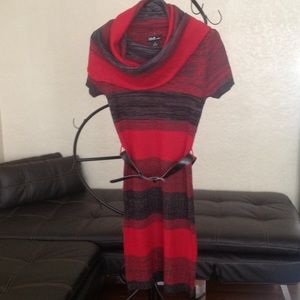Sweater dress with belt