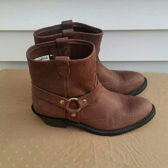 H-Double. Brown Leather Ankle  Boots Sz 8.5