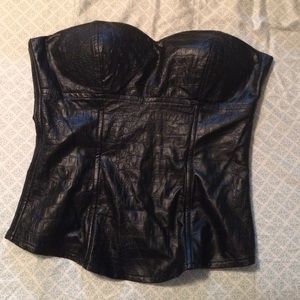 Faux Leather Strapless Bustier Top