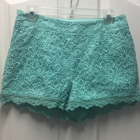 Medium Aqua Lace Shorts
