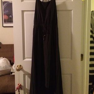 Athleta black hi low maxi dress with built in bra