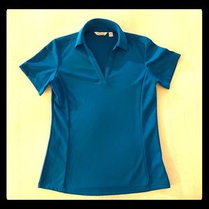 Blue v-neck golf polo
