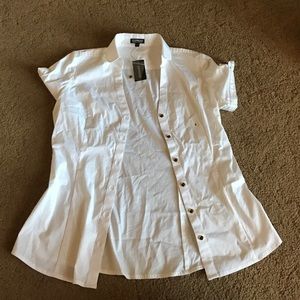 Women's Short Sleeve Button Up Blouse