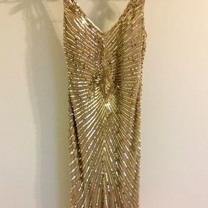 Aidan Maddox Gold Sequin Gown/Dress