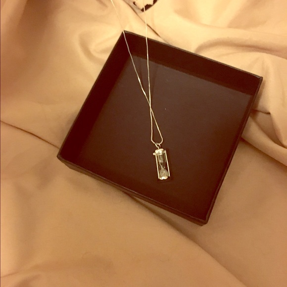 Silver diamond time capsule necklace