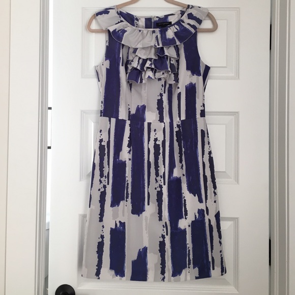 Banana Republic Brush Stroke Ruffle Neck Dress