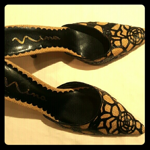 Nina Black and Tan Kitten Heel