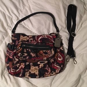 Patterned handbag with matching umbrella