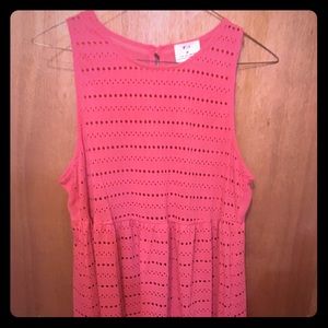 Pink flowy tank top with polka dot pattern