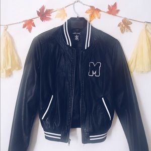 Leather varsity jacket