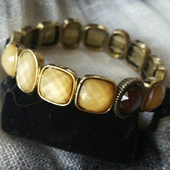 Stretch Brown and Gold Bracelet