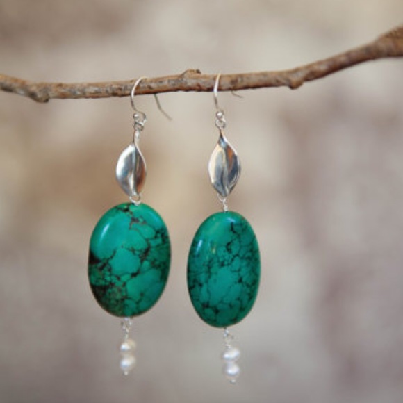 Sale💖Large turquoise earrings sterling silver