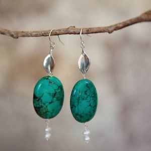 Sale💖Large turquoise earrings sterling silver