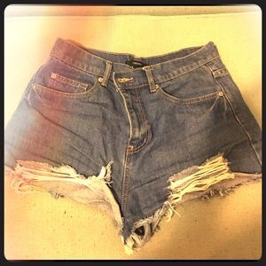 High waisted jean shorts