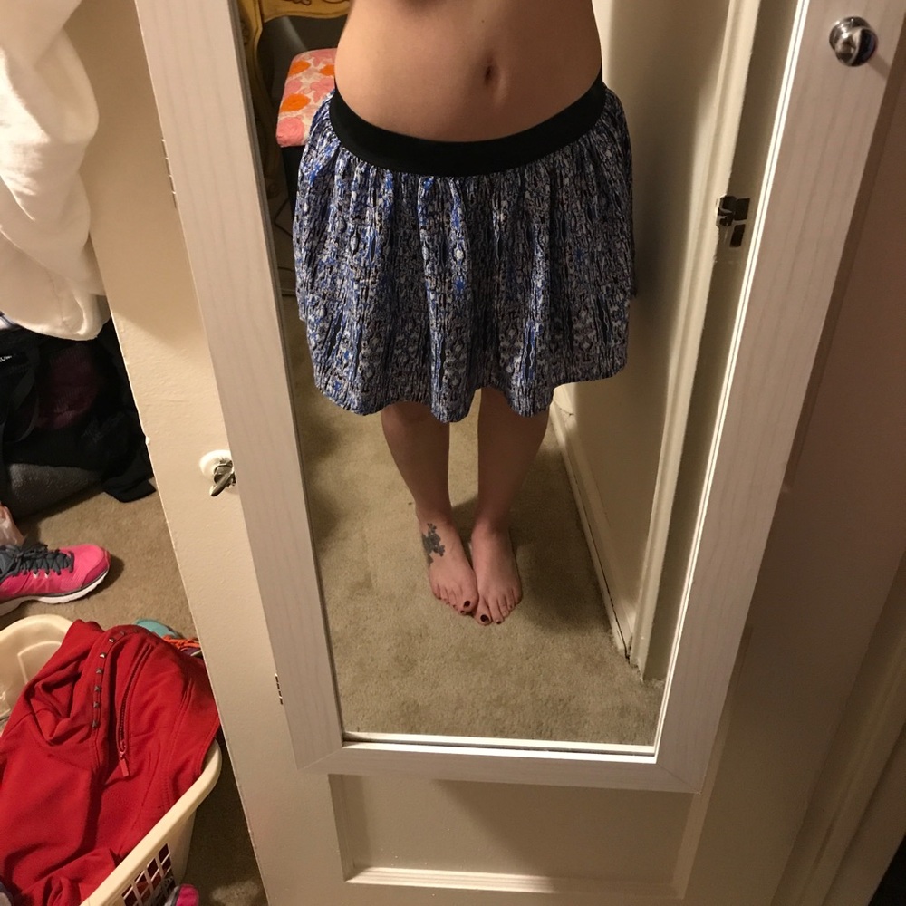 Size Large Mini Black Blue and White Tulip Skirt
