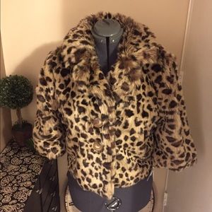 Leopard faux fur jacket