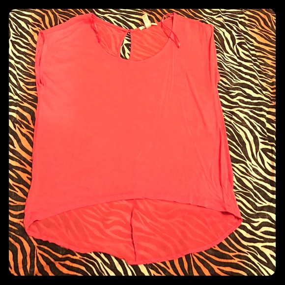 Peach blouse with sheer back - Picture 1 of 3