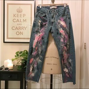 Hand Painted Boyfriend Fit Jeans, 30" waist
