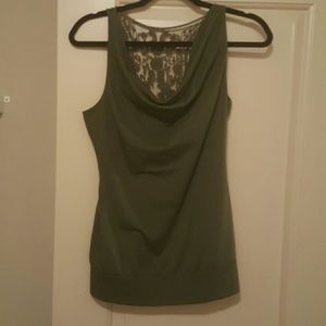 Olive green cowl neck tank top