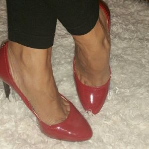Red Patent Leather Calvin Klein High Heel Pumps