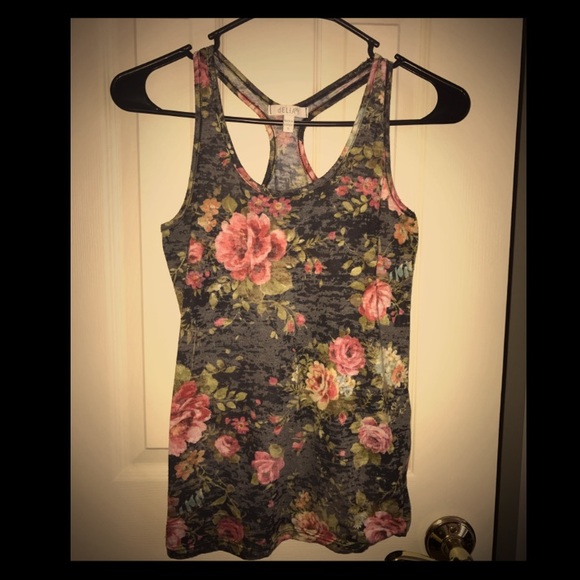 dELiA*s Grey Tank W/ Pink Flower Print