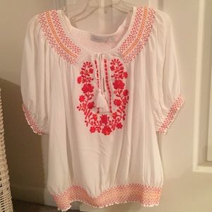 NYC Orange and white top