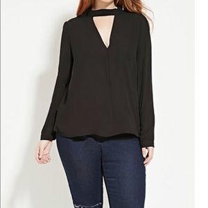 Plus size cowl neck blouse in black
