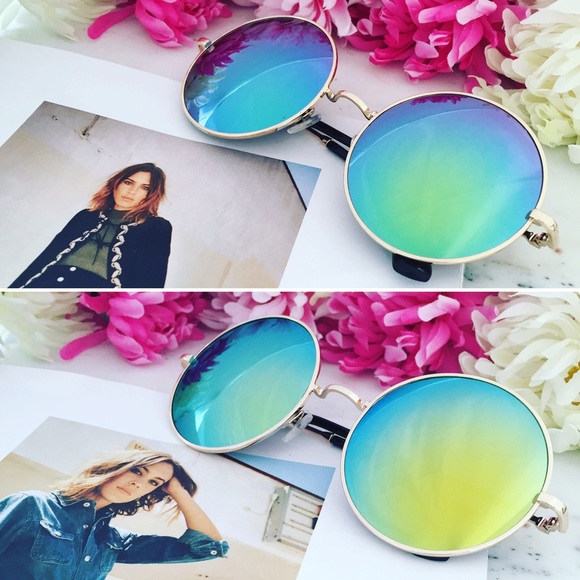 "Meg" Sunglasses || Blue Mirror Circle - Picture 4 of 6