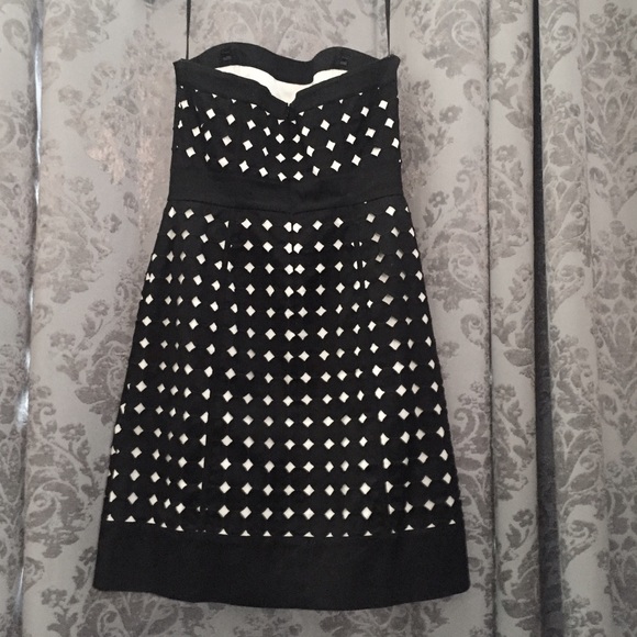 Black and white Polka-dot strapless dress - Picture 3 of 4