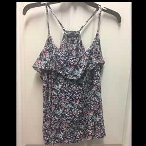 Medium Navy tank top with pastel floral pattern