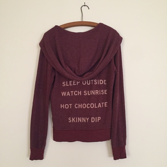 Wildfox sleep outside hoodie zip up maroon small