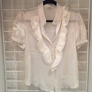 PRADA Silk Blouse w/pleated ruffle size 44 (8)
