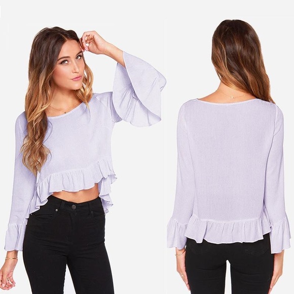 PINK ruffle crop bell sleeve top