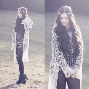 Brandy Melville Boho Crochet Lace Cardigan