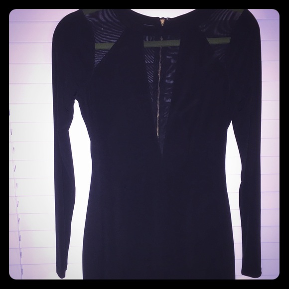 Sheer, stretchy comfy black mini dress