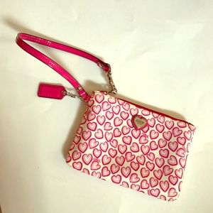 Pink hearts Coach Wristlet