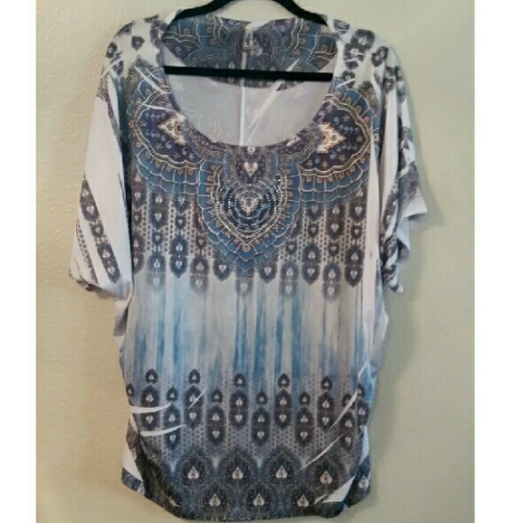 Sale! Plus size. Peacock Colored Slinky Blouse