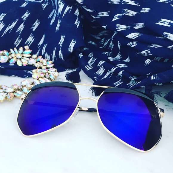 Erica Rose Accessories - “Blake" Sunglasses || Blue Mirror Aviator