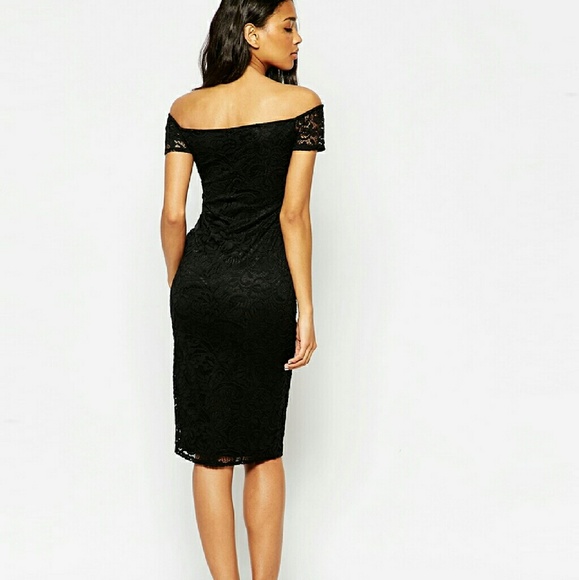 Black lacy ASOS midi bodycon dress