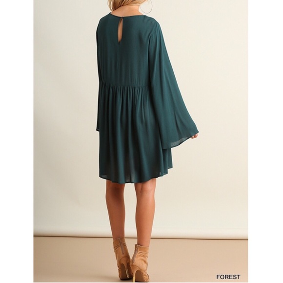 ❗️LAST❗️Bell sleeves lace trim split neck dress - Picture 4 of 4