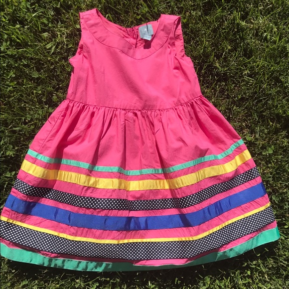 Baby GAP pink dress with multi-colors. Size 3