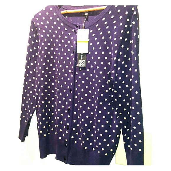 Navy Polka Dot Cable and Gauge Cardigan
