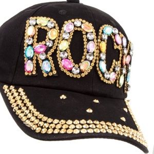 HP! ROCK Blinged Hat w/ Gems&Gold Studded Bill! ❤️