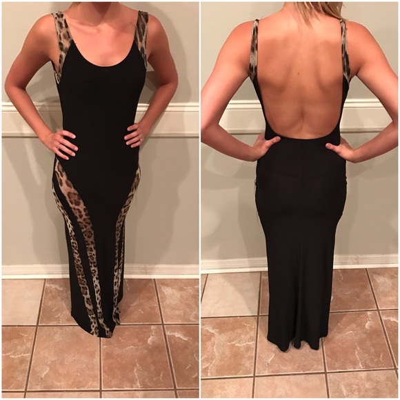 Black & Cheetah Print Maxi Dress