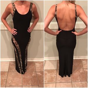 Black & Cheetah Print Maxi Dress