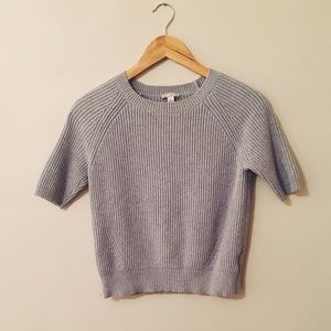 Gap Elbow Sleeve Shaker Knit Cropped Sweater