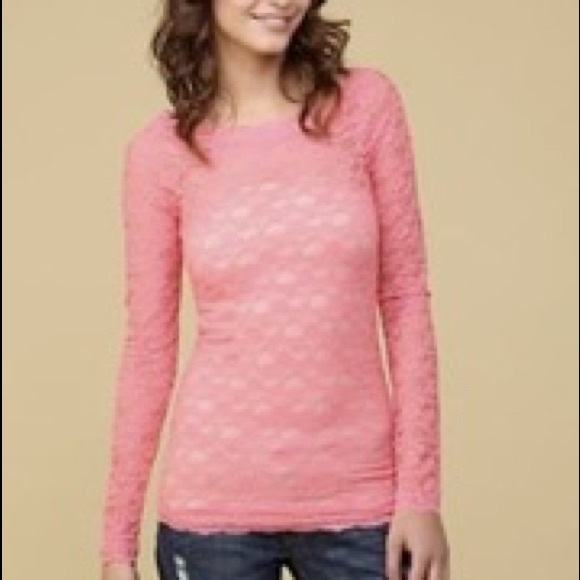 Free People Long Sleeve Lace Top