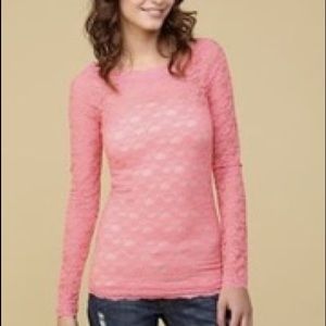 Free People Long Sleeve Lace Top